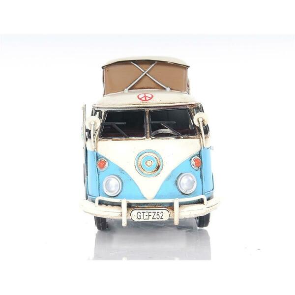 Palacedesigns 6 in. Metal Volkswagen Bus Sculpture, Blue & White PA3662829